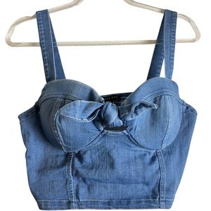 Haute Monde Blue Denim Crop Top Size L
